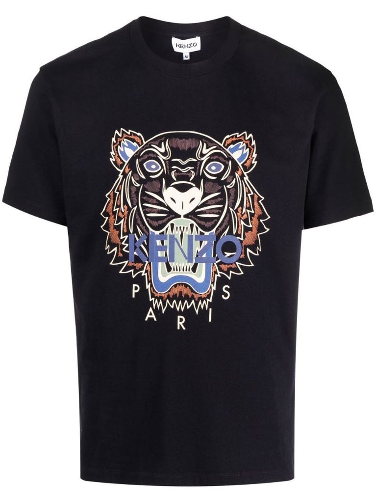 Black Tiger Head Print T-shirt