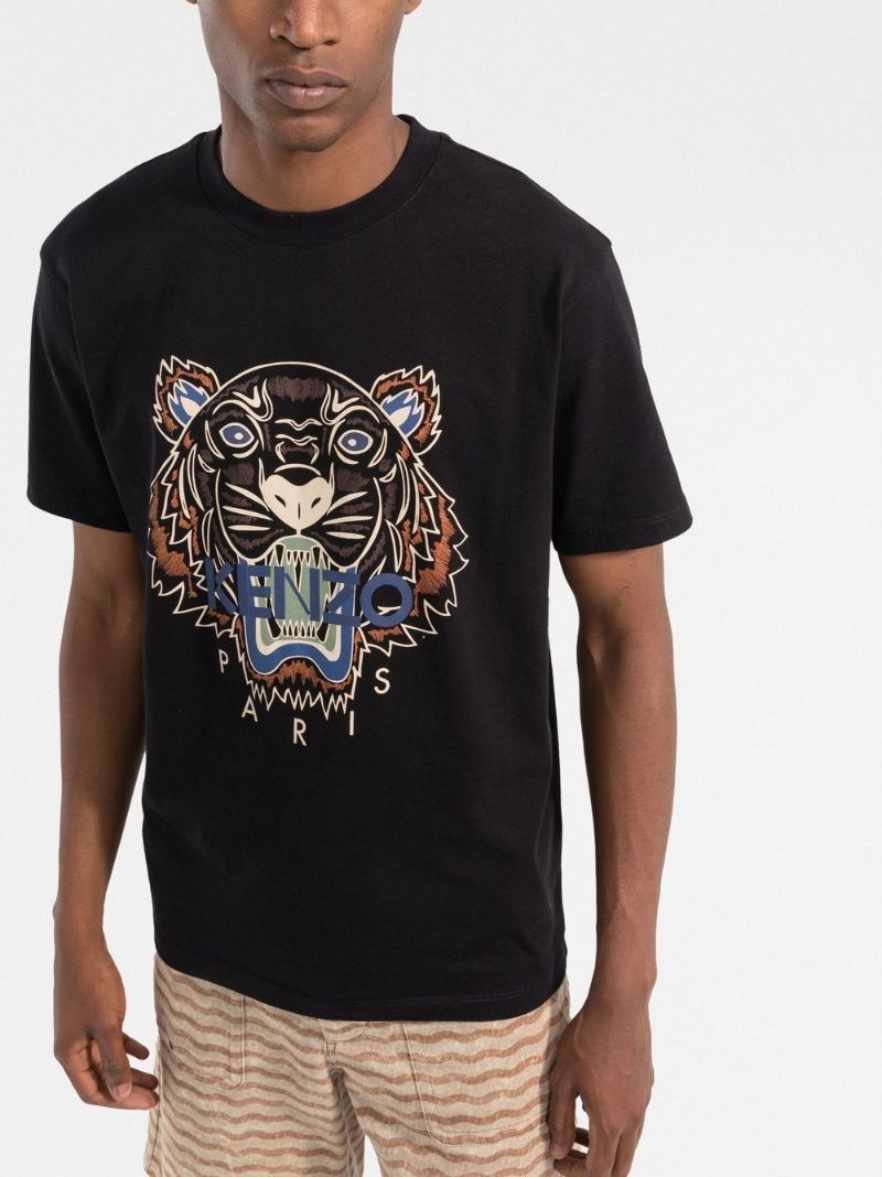 Black Tiger Head Print T-shirt