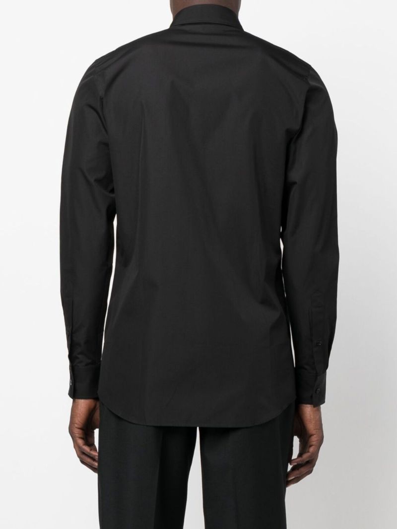 Black Teddy Bear-motif Cotton Shirt