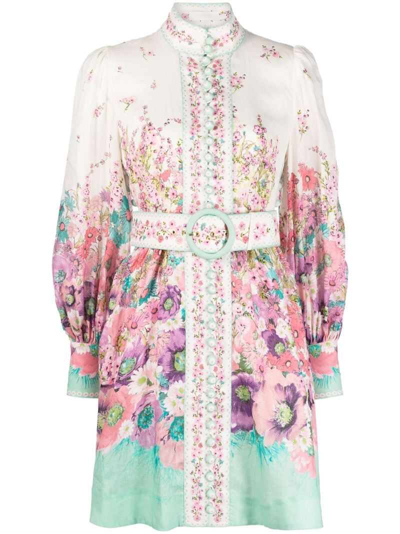 Multicolour Jude Floral Print Linen Mini Dress