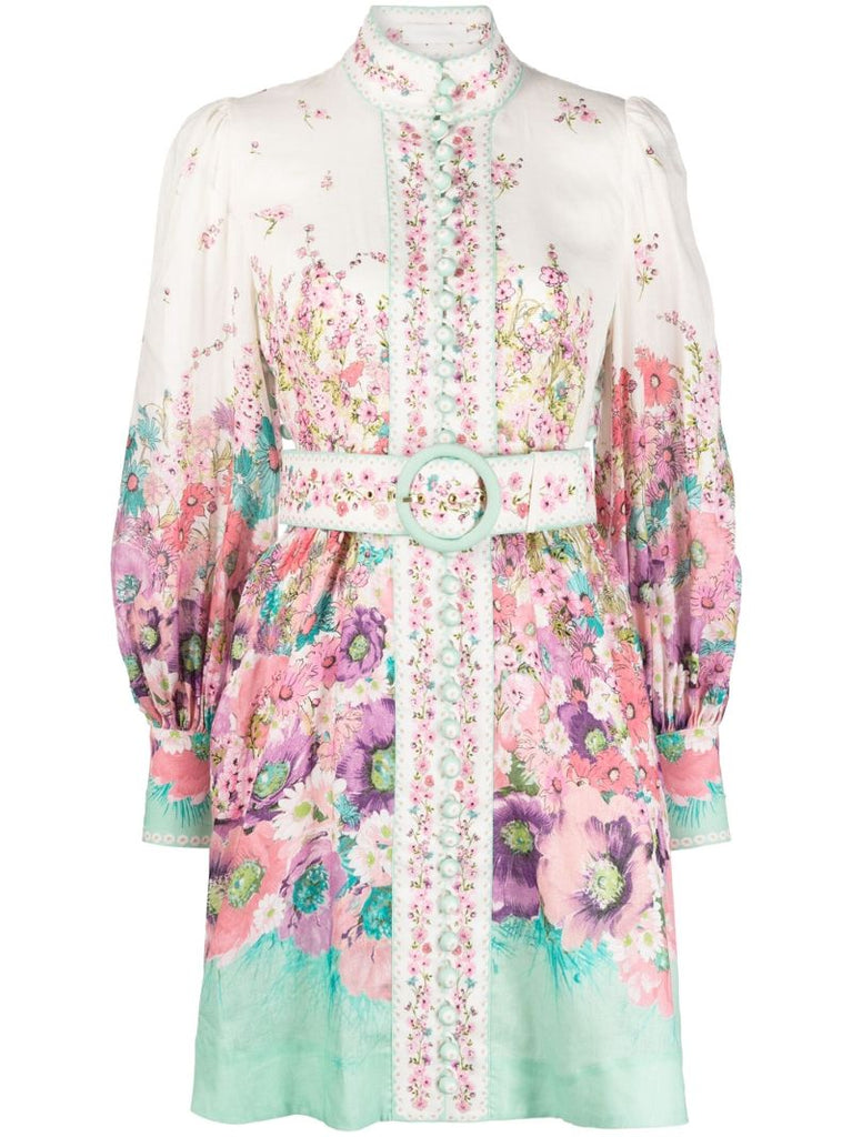 Multicolour Jude Floral Print Linen Mini Dress