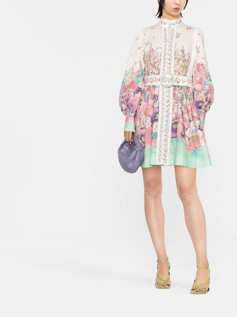 Multicolour Jude Floral Print Linen Mini Dress