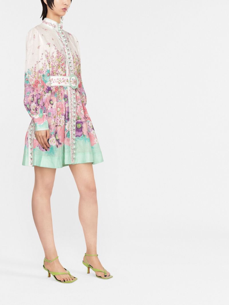 Multicolour Jude Floral Print Linen Mini Dress