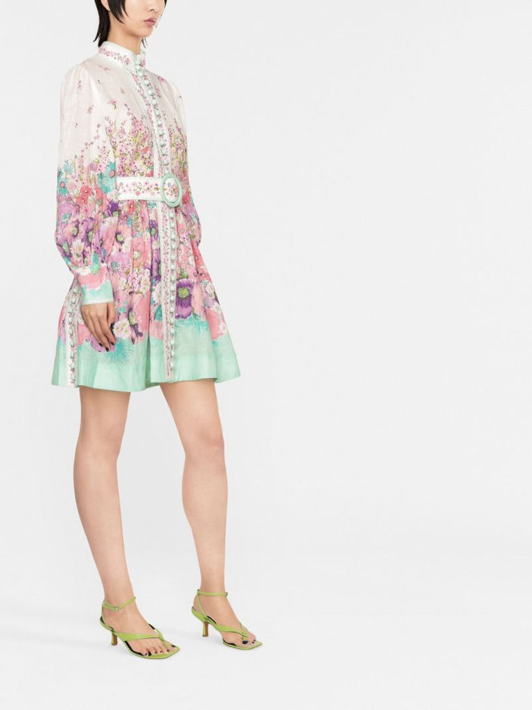 Multicolour Jude Floral Print Linen Mini Dress