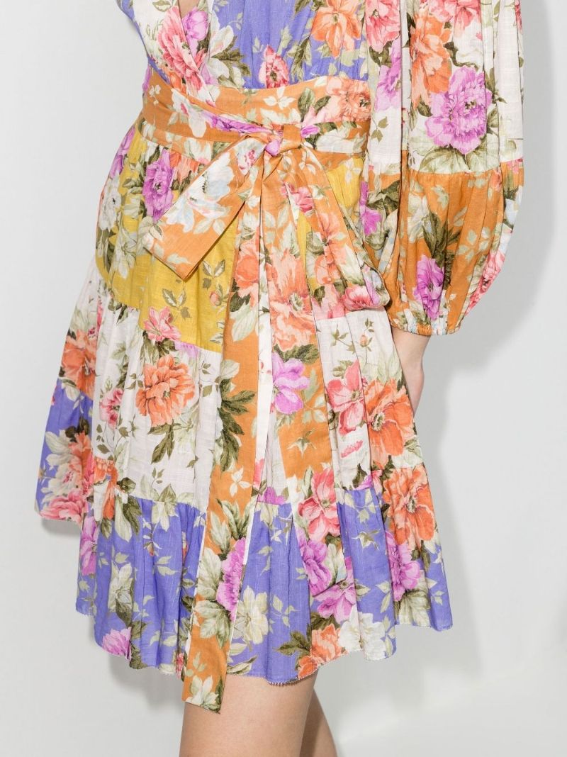 Yellow Pattie Floral Print Cotton Mini Dress