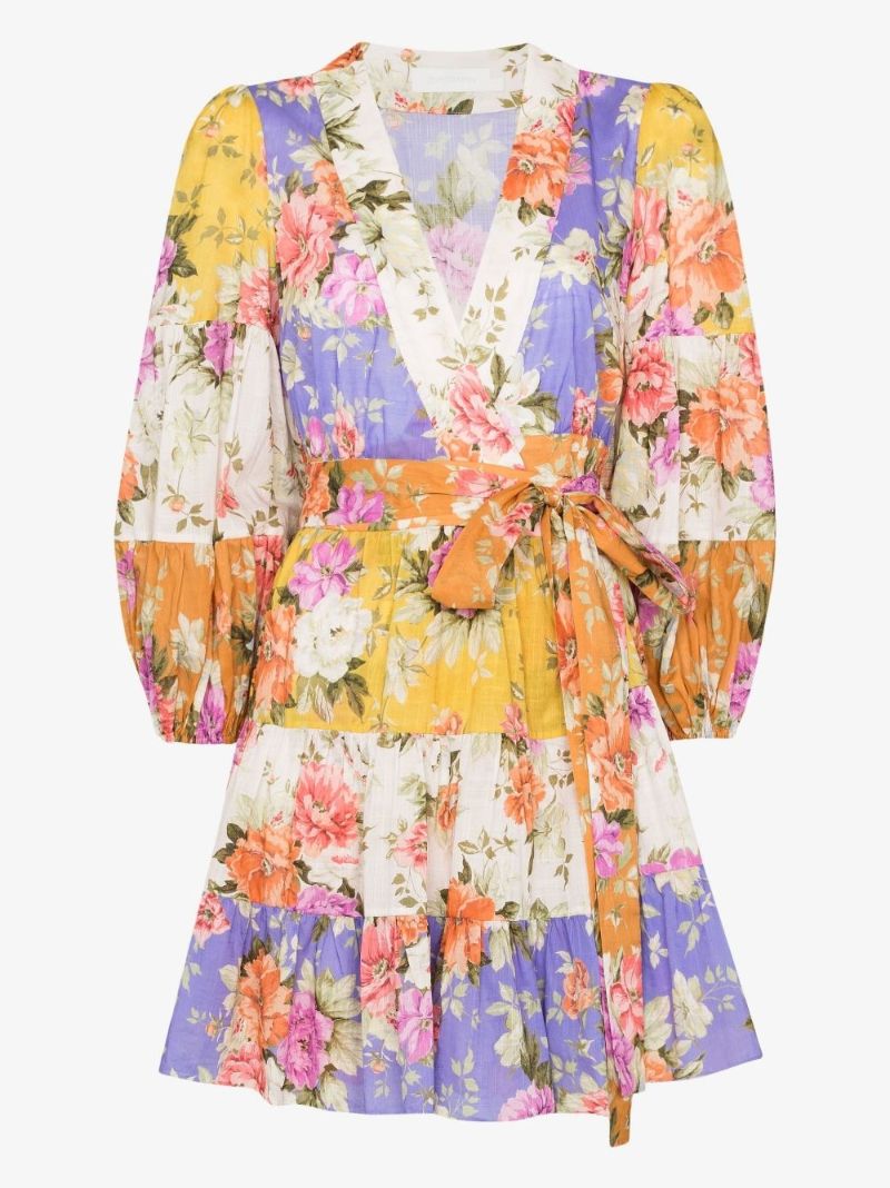 Yellow Pattie Floral Print Cotton Mini Dress