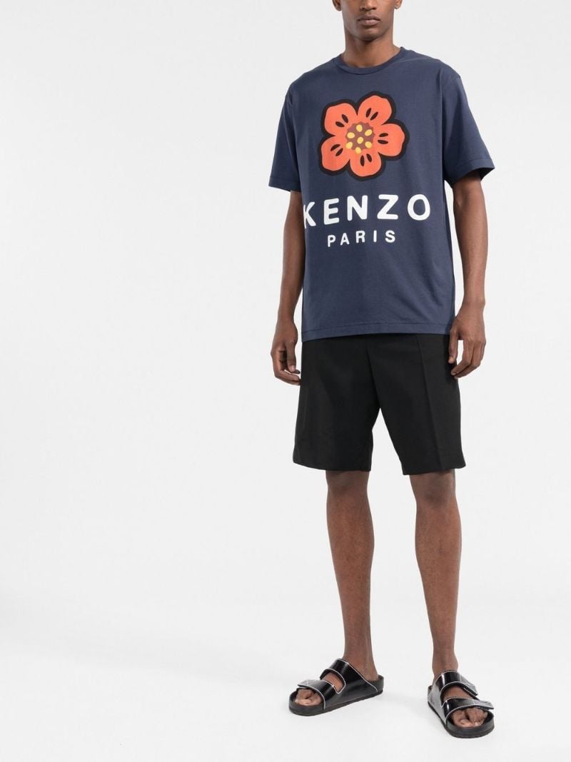 Blue Boke Flower Print T-shirt