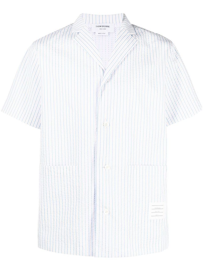 Blue Stripe Pattern Short-sleeve Shirt