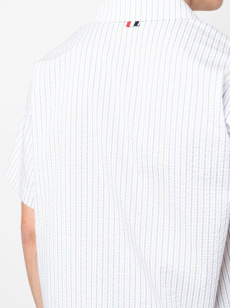 Blue Stripe Pattern Short-sleeve Shirt