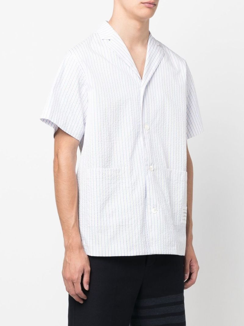 Blue Stripe Pattern Short-sleeve Shirt