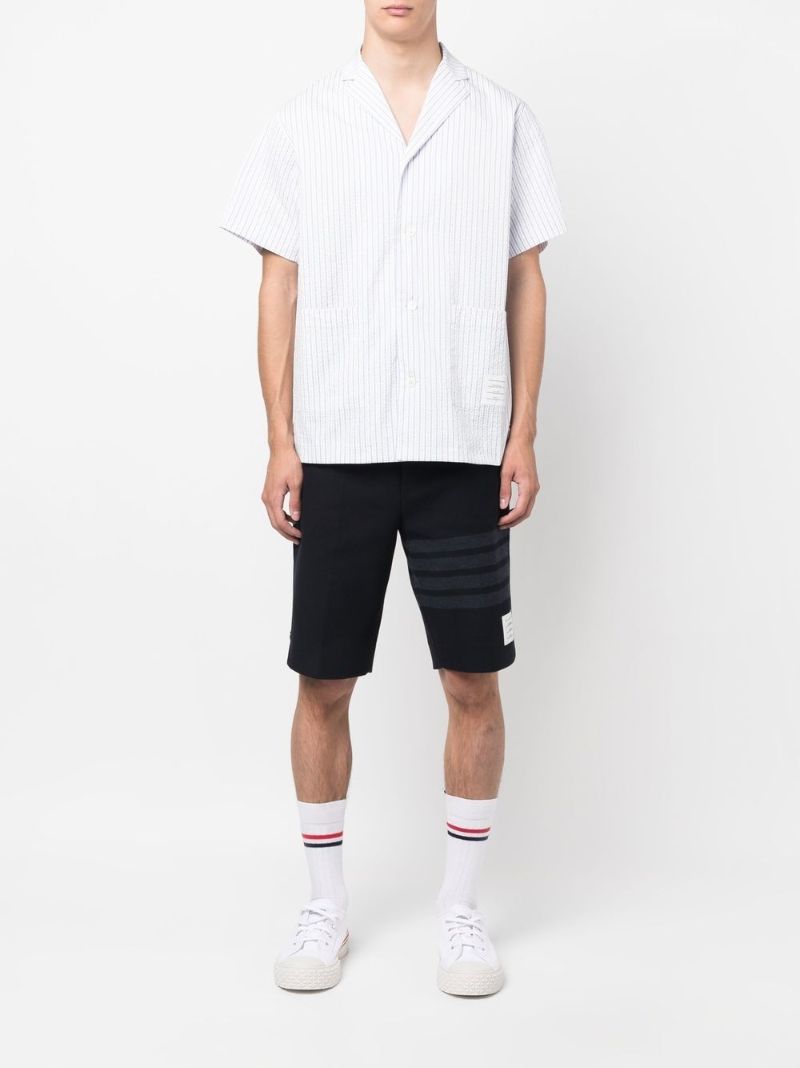 Blue Stripe Pattern Short-sleeve Shirt