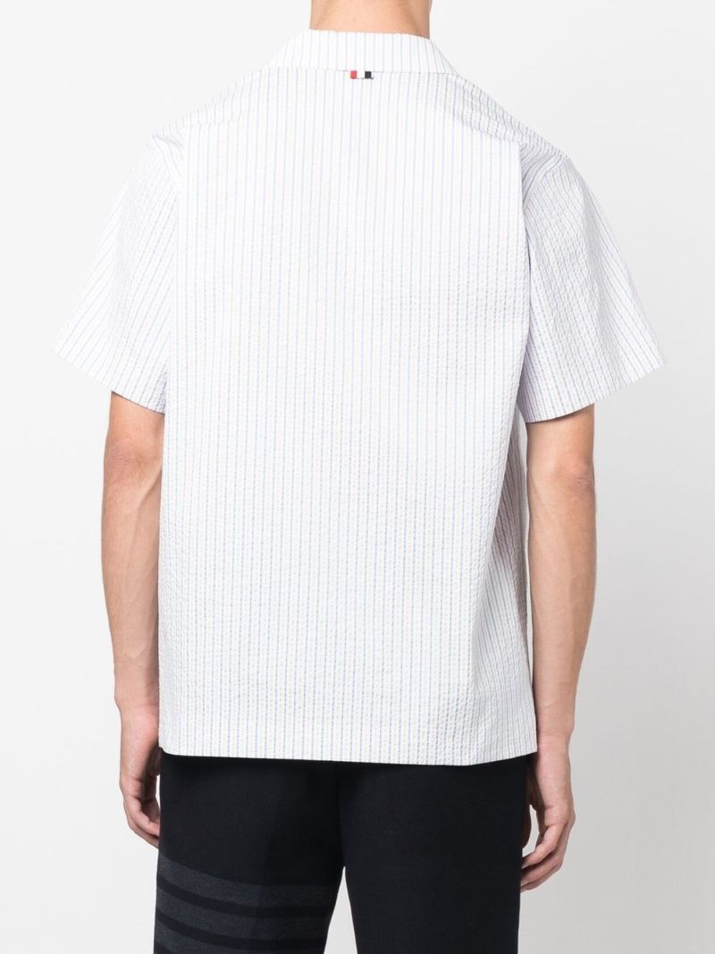 Blue Stripe Pattern Short-sleeve Shirt