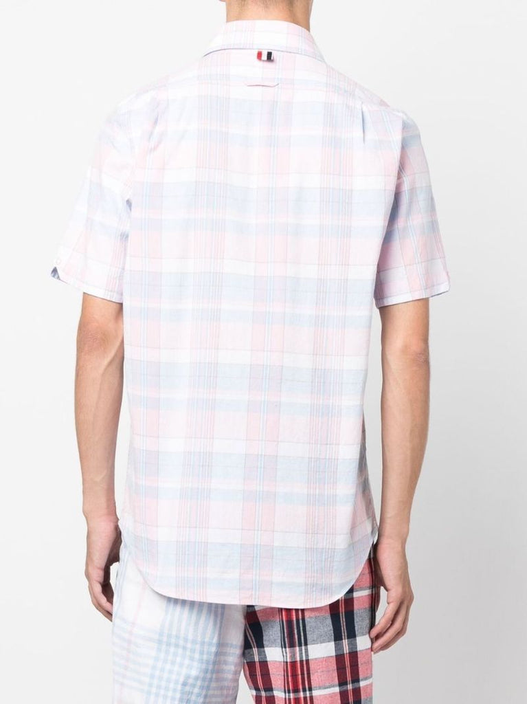 Pink Check Print Short Sleeve Shirt