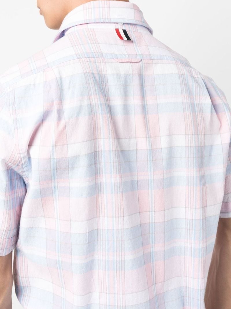Pink Check Print Short Sleeve Shirt