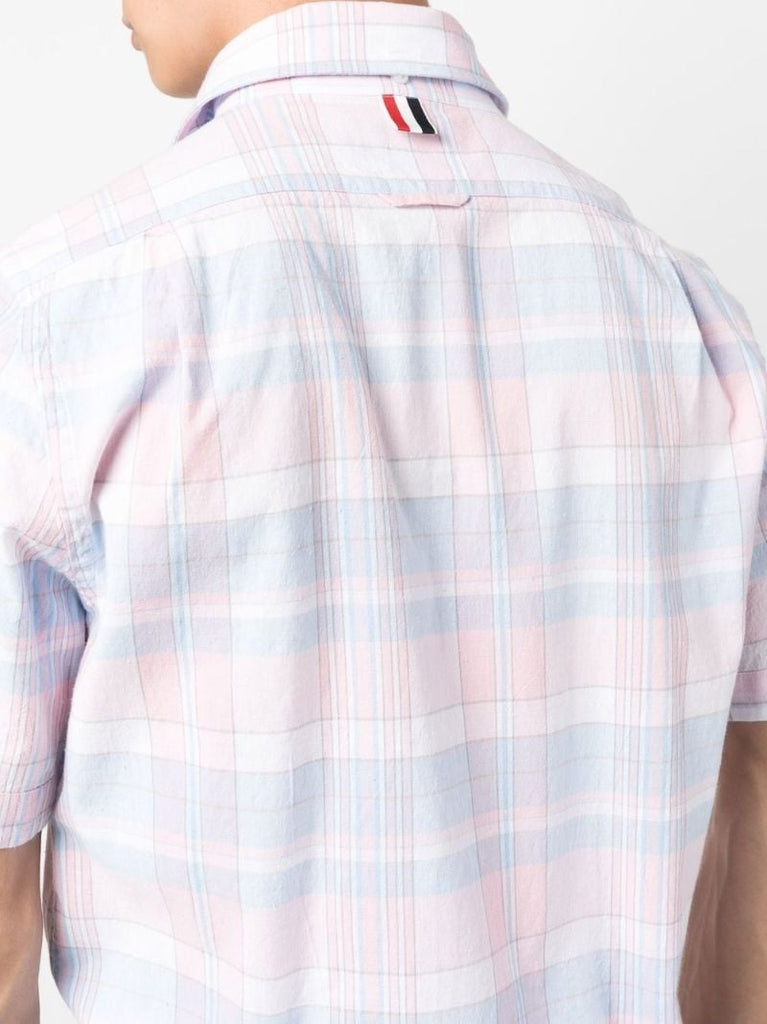 Pink Check Print Short Sleeve Shirt