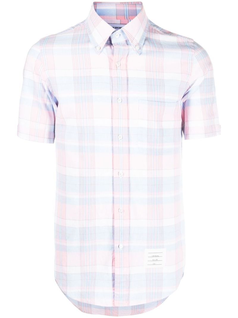 Pink Check Print Short Sleeve Shirt