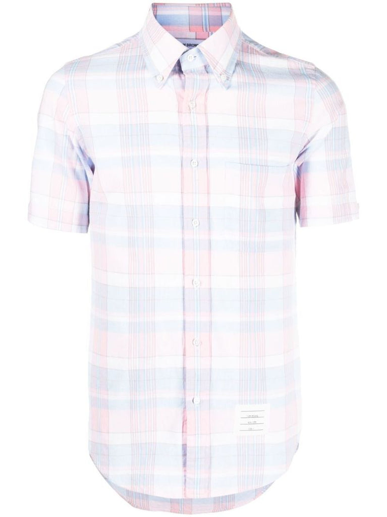 Pink Check Print Short Sleeve Shirt