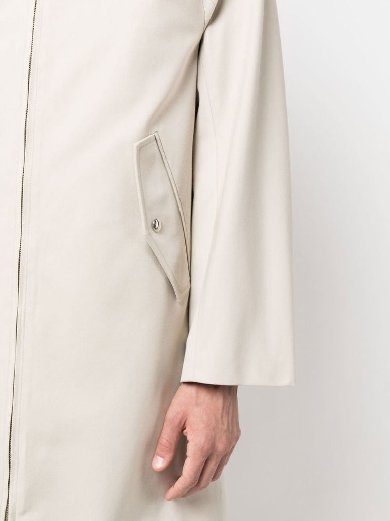 Beige Zip-up Hooded Raincoat