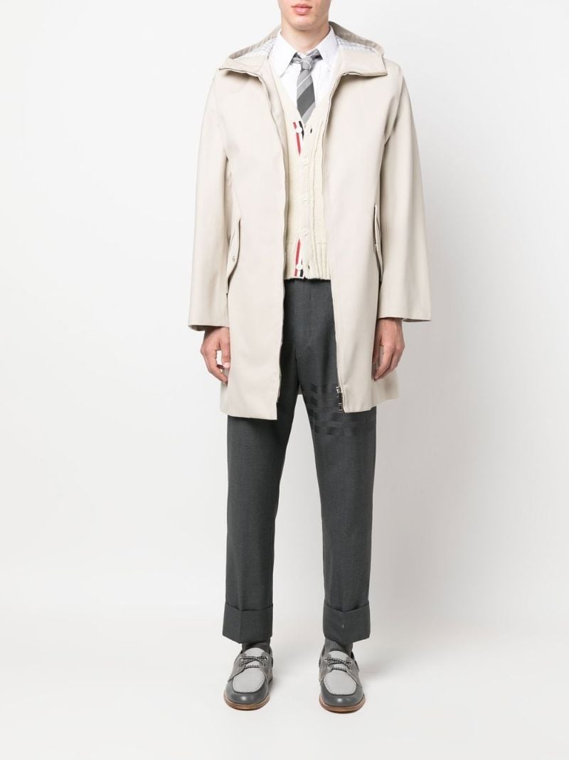 Beige Zip-up Hooded Raincoat