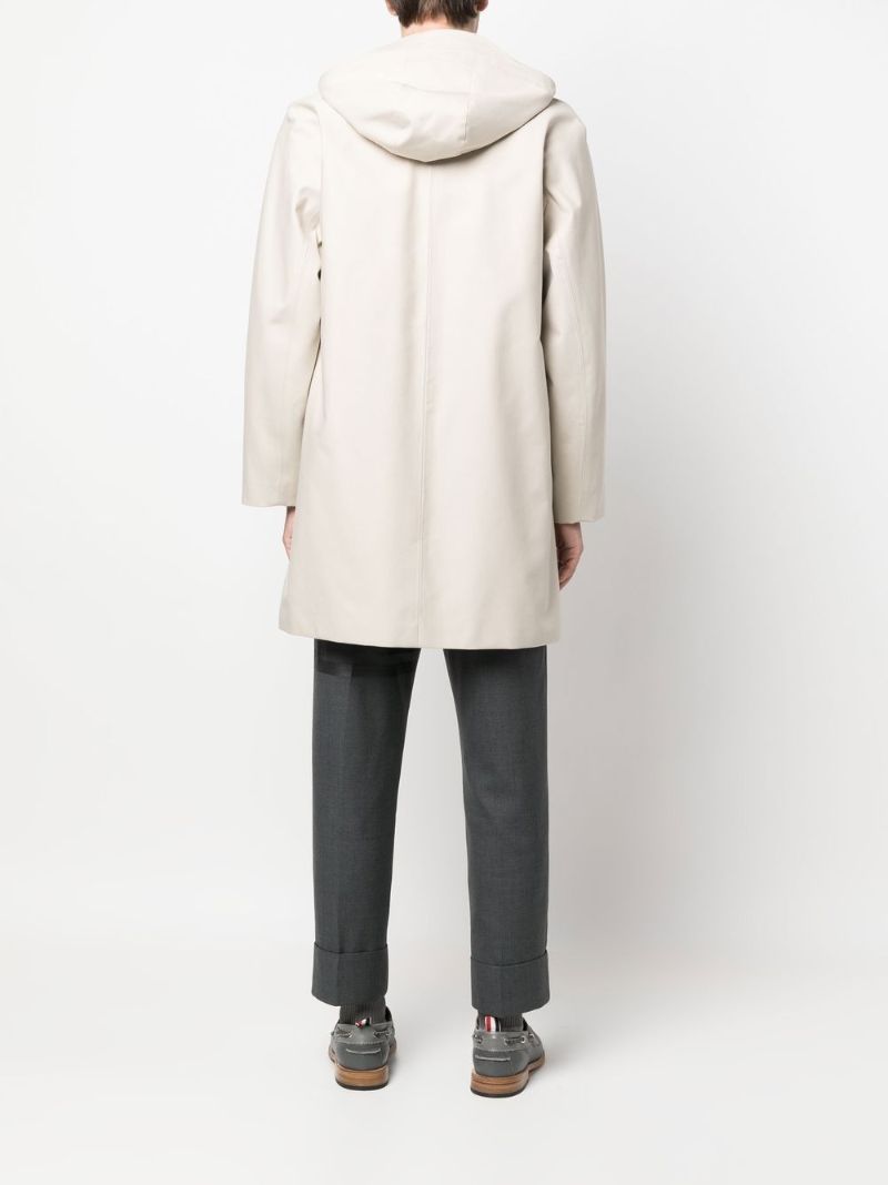 Beige Zip-up Hooded Raincoat