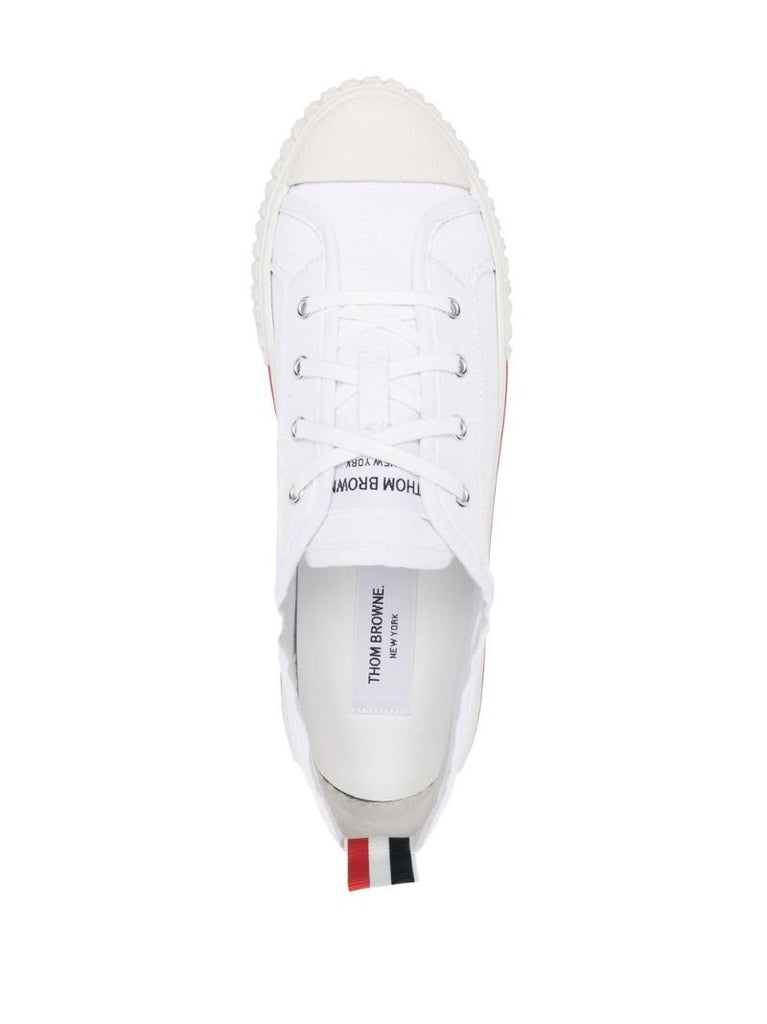 White Rwb Stripe Canvas Low Top Sneakers