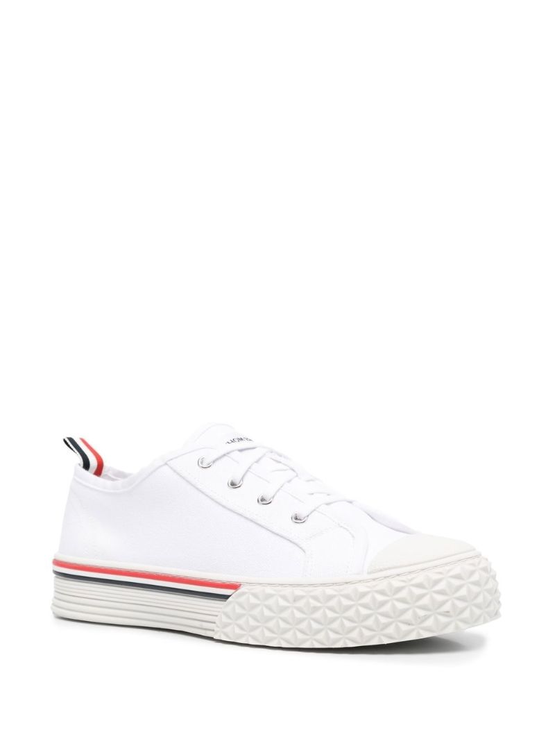 White Rwb Stripe Canvas Low Top Sneakers