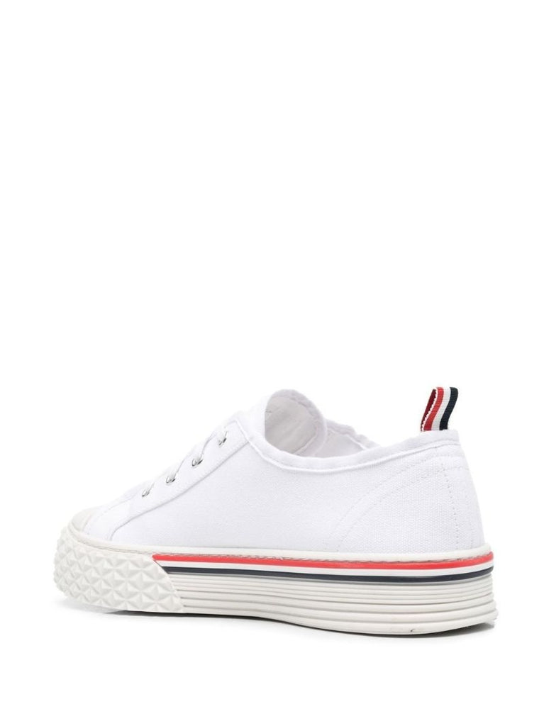 White Rwb Stripe Canvas Low Top Sneakers