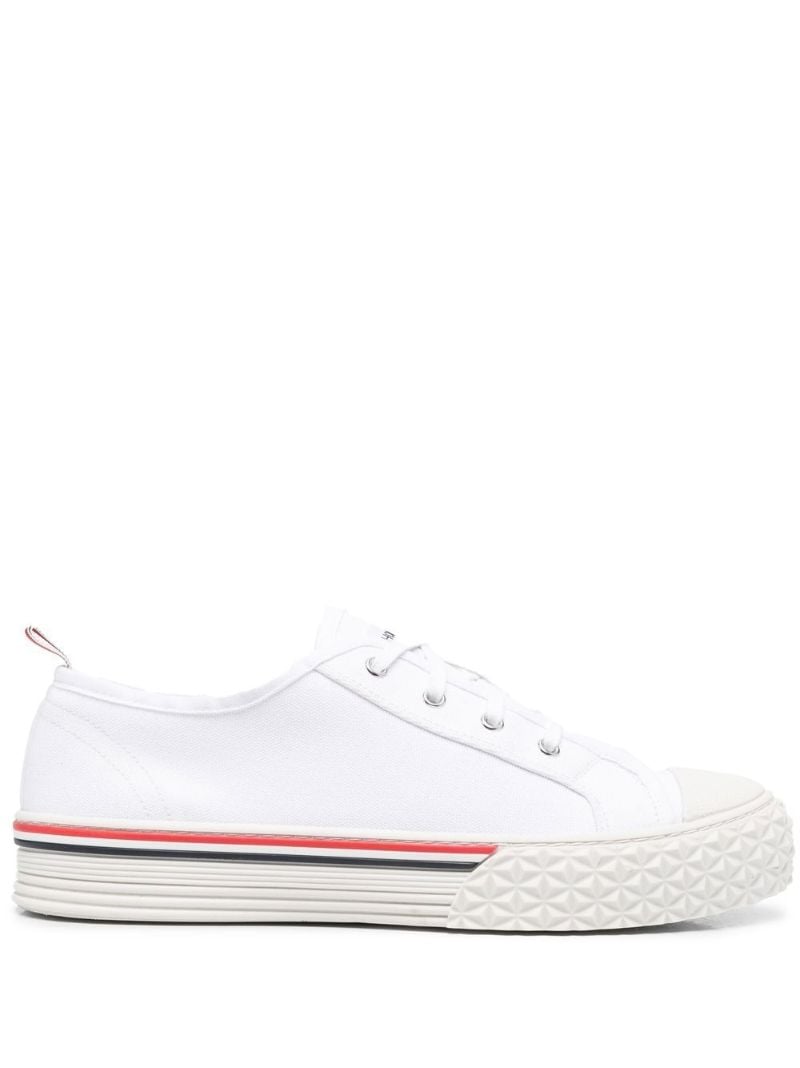 White Rwb Stripe Canvas Low Top Sneakers
