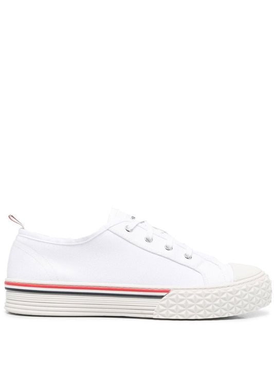 White Rwb Stripe Canvas Low Top Sneakers