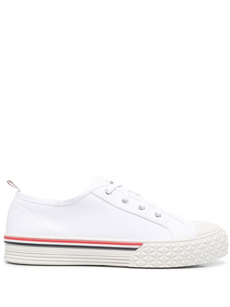 White Rwb Stripe Canvas Low Top Sneakers