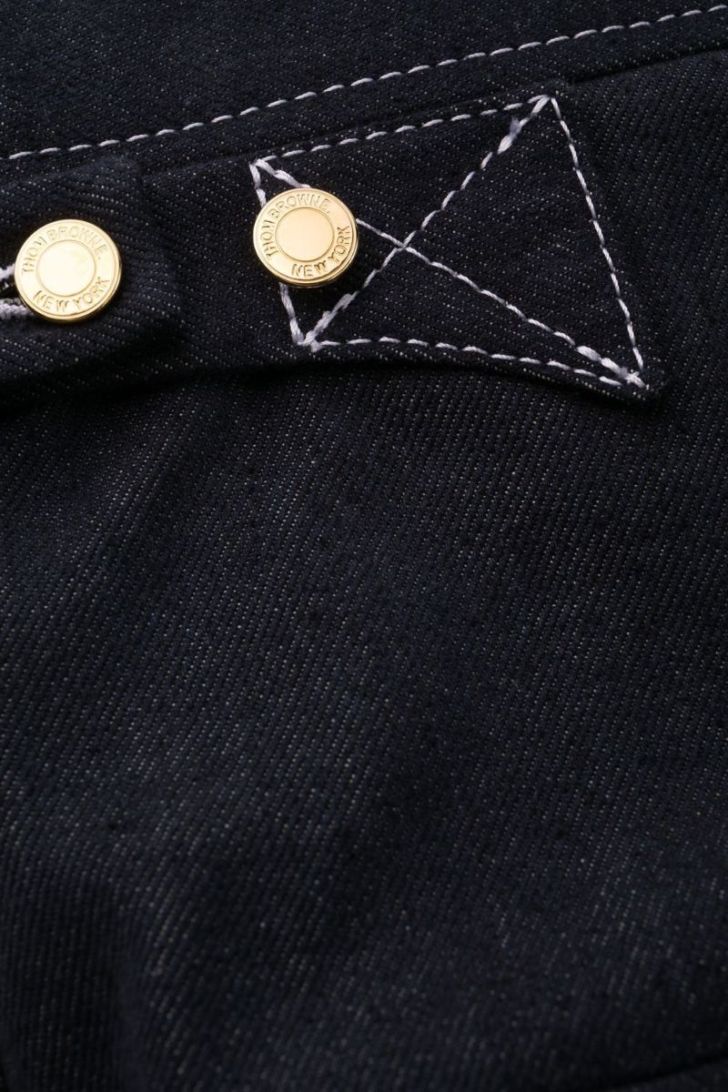 Blue Contrast Stitching Straight-leg Trousers