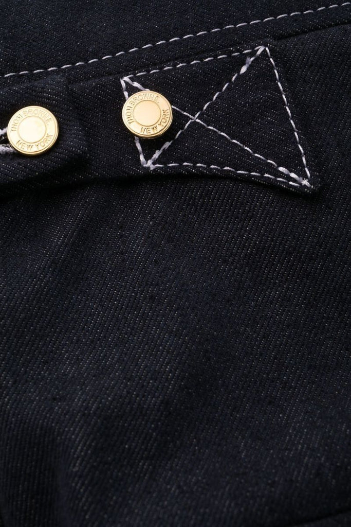 Blue Contrast Stitching Straight-leg Trousers