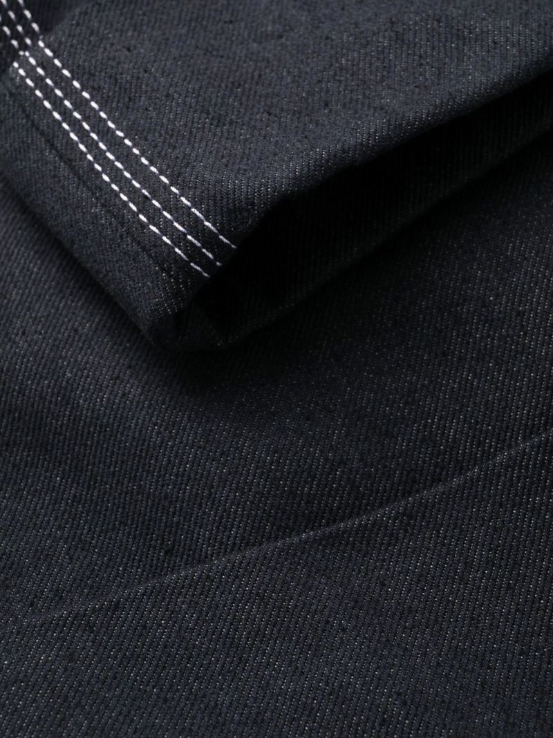 Blue Contrast Stitching Straight-leg Trousers