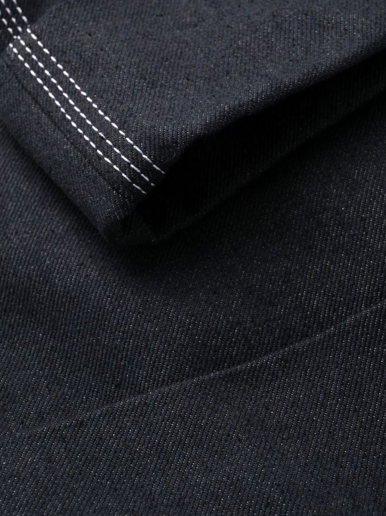 Blue Contrast Stitching Straight-leg Trousers