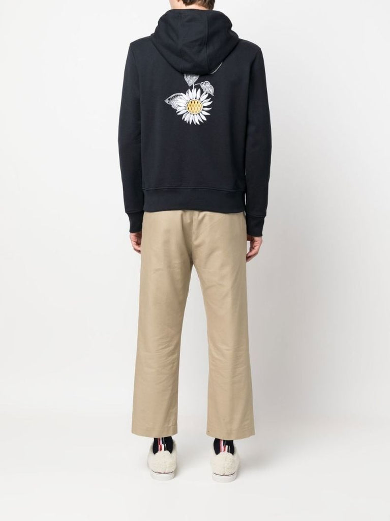 Blue Floral Embroidered Hoodie