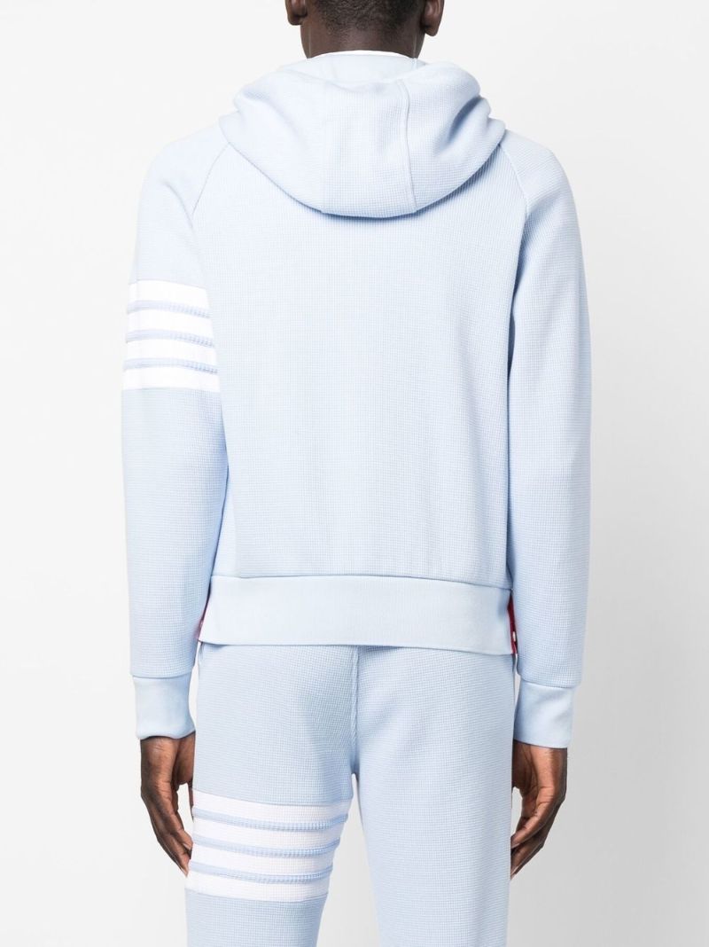 Blue 4-bar Cotton Zip-up Hoodie