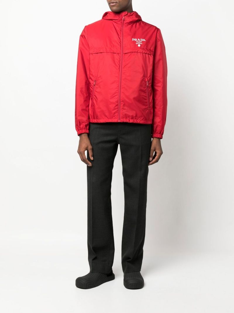 Red Re-nylon Hooded Windbreaker Jacket