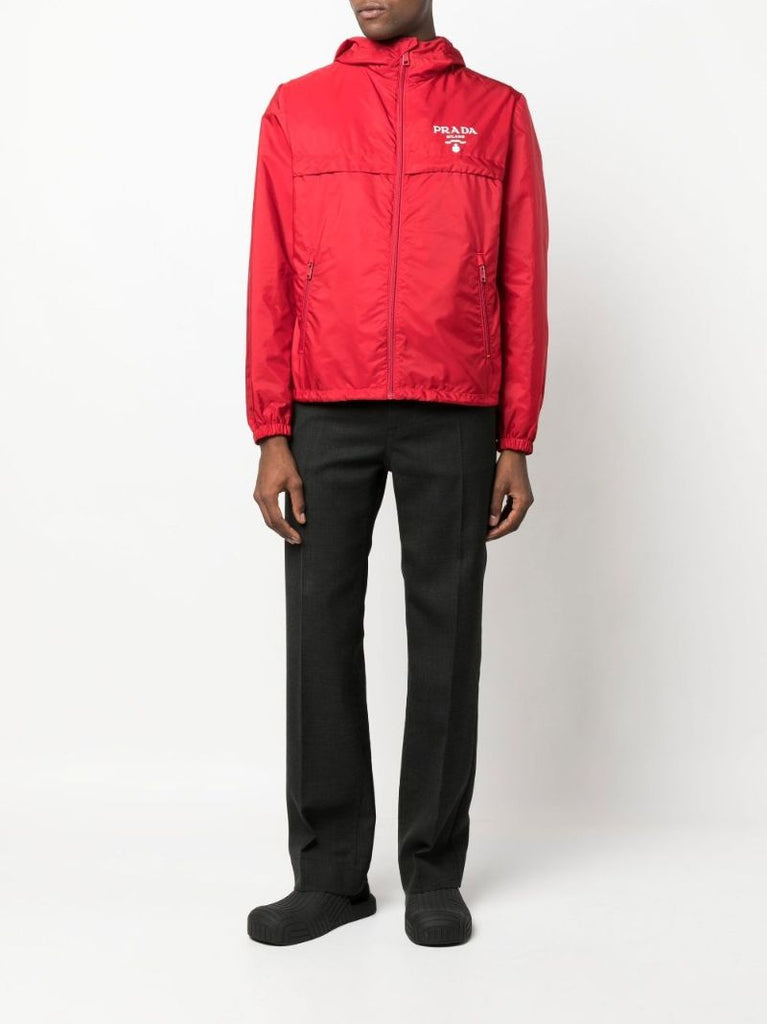 Red Re-nylon Hooded Windbreaker Jacket