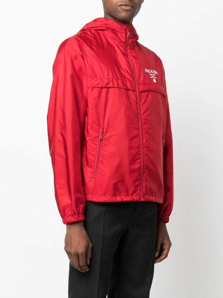 Red Re-nylon Hooded Windbreaker Jacket