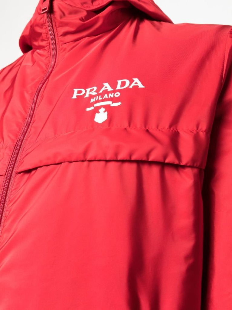 Red Re-nylon Hooded Windbreaker Jacket
