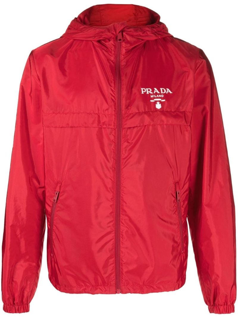Red Re-nylon Hooded Windbreaker Jacket