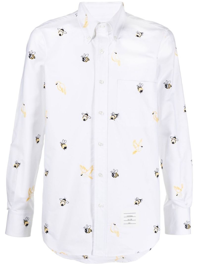 White Birds and Bees Long Sleeve Shirt