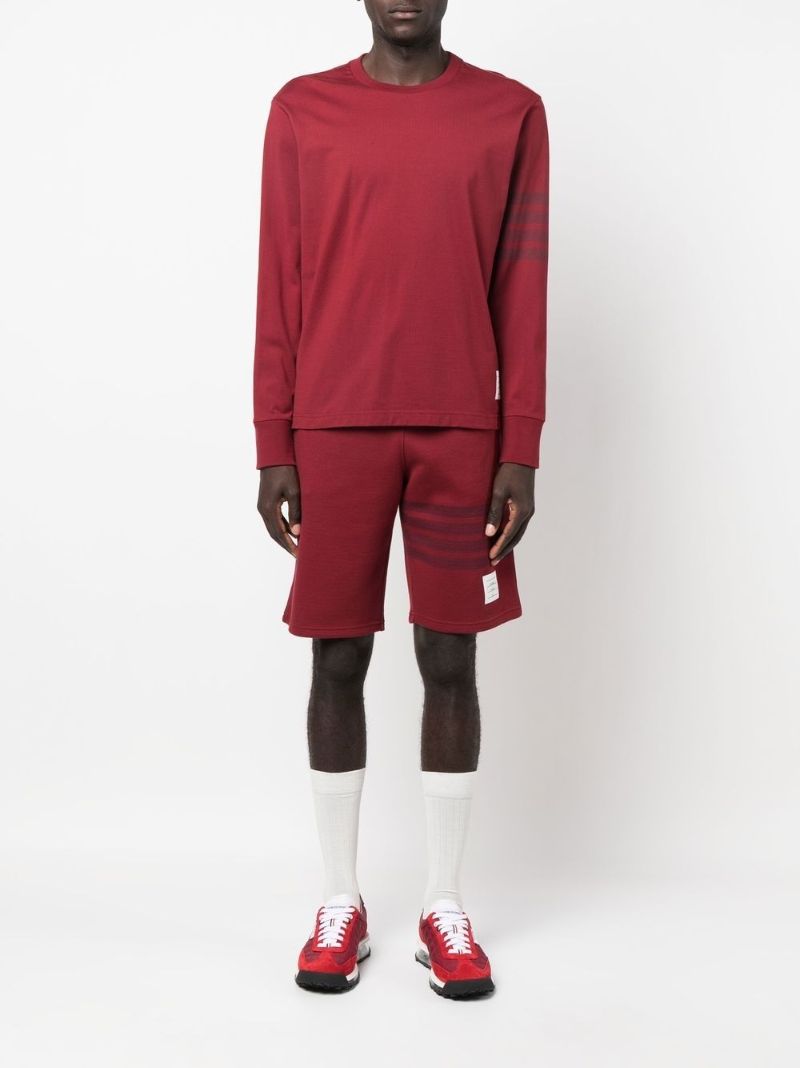 Red 4-bar Stripe Cotton Sweatshirt