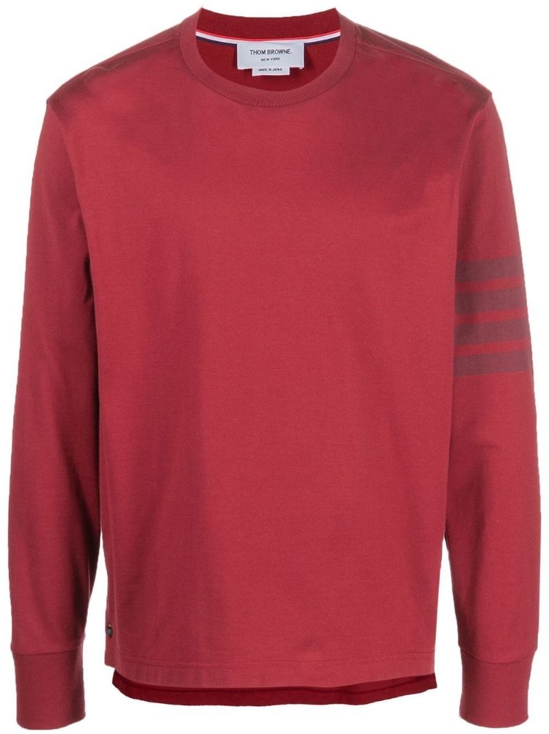 Red 4-bar Stripe Cotton Sweatshirt