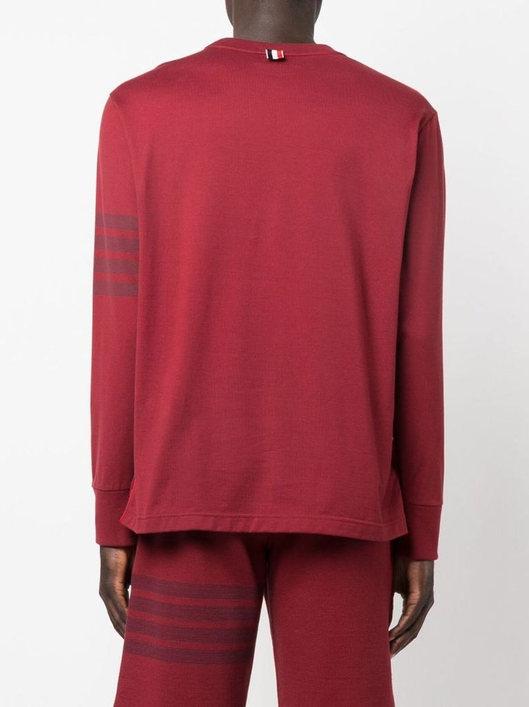Red 4-bar Stripe Cotton Sweatshirt