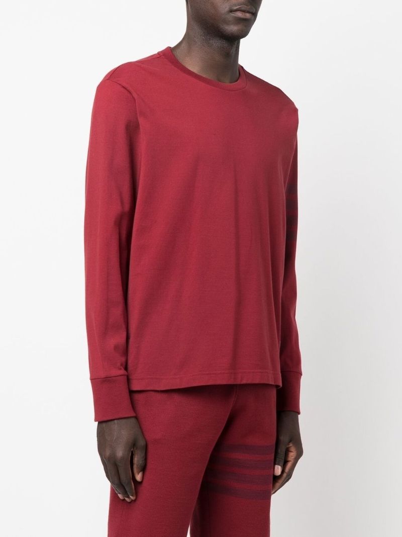 Red 4-bar Stripe Cotton Sweatshirt