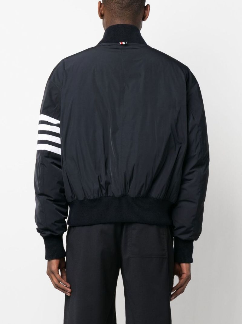 Blue 4-bar Stripe Zip Fastening Jacket