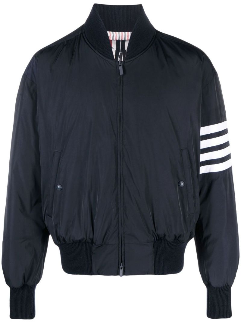 Blue 4-bar Stripe Zip Fastening Jacket
