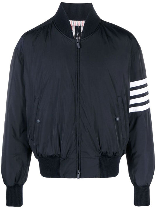 Blue 4-bar Stripe Zip Fastening Jacket