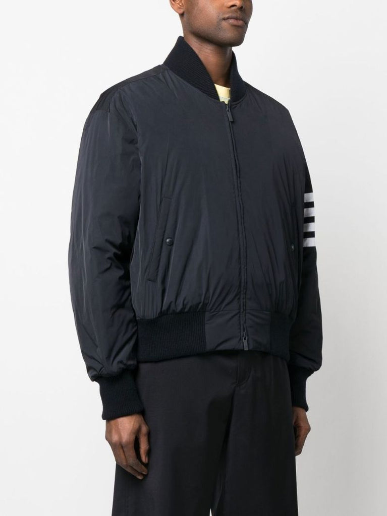 Blue 4-bar Stripe Zip Fastening Jacket